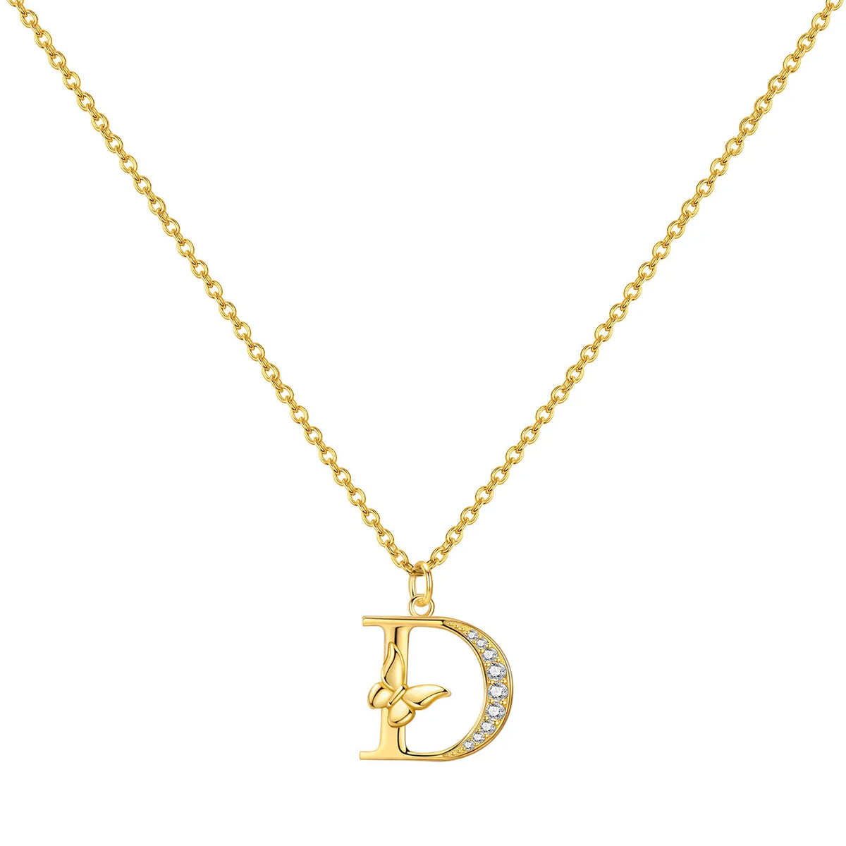 925 Sterling Silver Butterfly Initial Necklace | 26 Letter Y-Shaped Pendant for Women alternate view