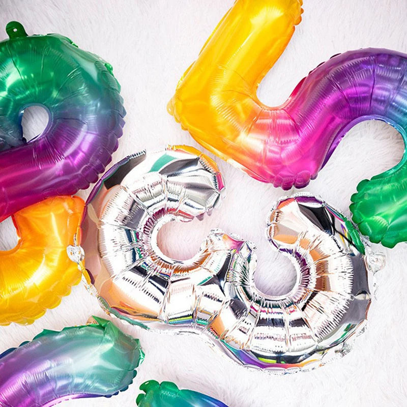 Rainbow Jelly Number Balloon 16 Inch | Birthday Party Decoration additional angle