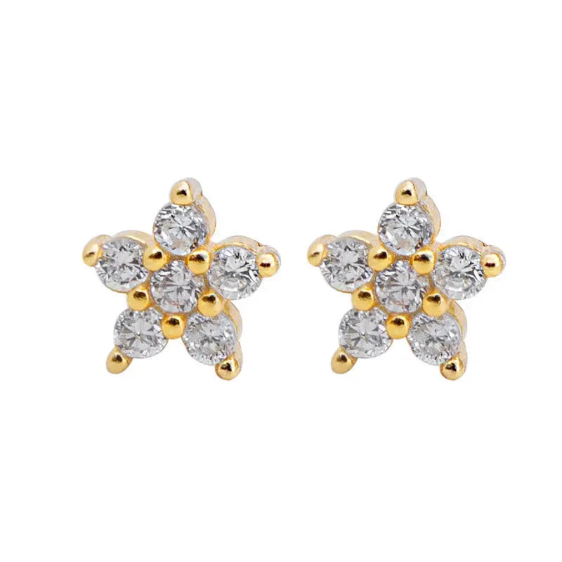925 Sterling Silver Stud Earrings with Pavé Crystal Star | Simple Fashion Jewelry for alternate view