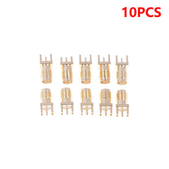 SMA Female Jack PCB Edge Mount Adapter Connector | 10-Pack Gold Plated RF Coaxial Connectors