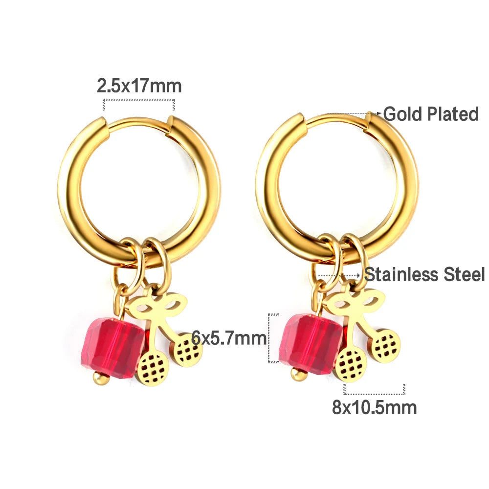 LUXUSTEEL Golden Animal style Women's Hoop Earrings Stainless Steel Earring Panda Dinosa detail view
