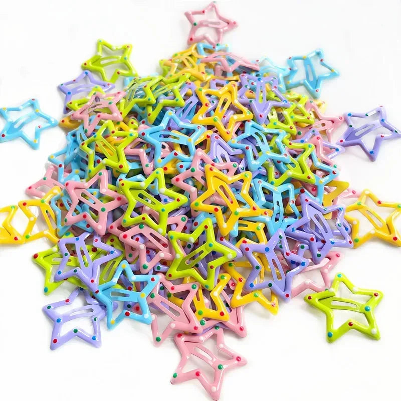10pcs Colorful Star BB Hair Clips Girls Y2K Cute Star Barrettes Women Simple Metal Snap detail view