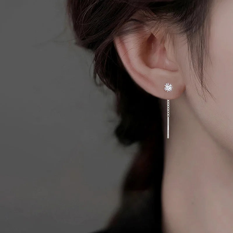 S925 Silver Dandelion Drop Earrings | Women's Trendy Chain Tassel Jewelry alternate view