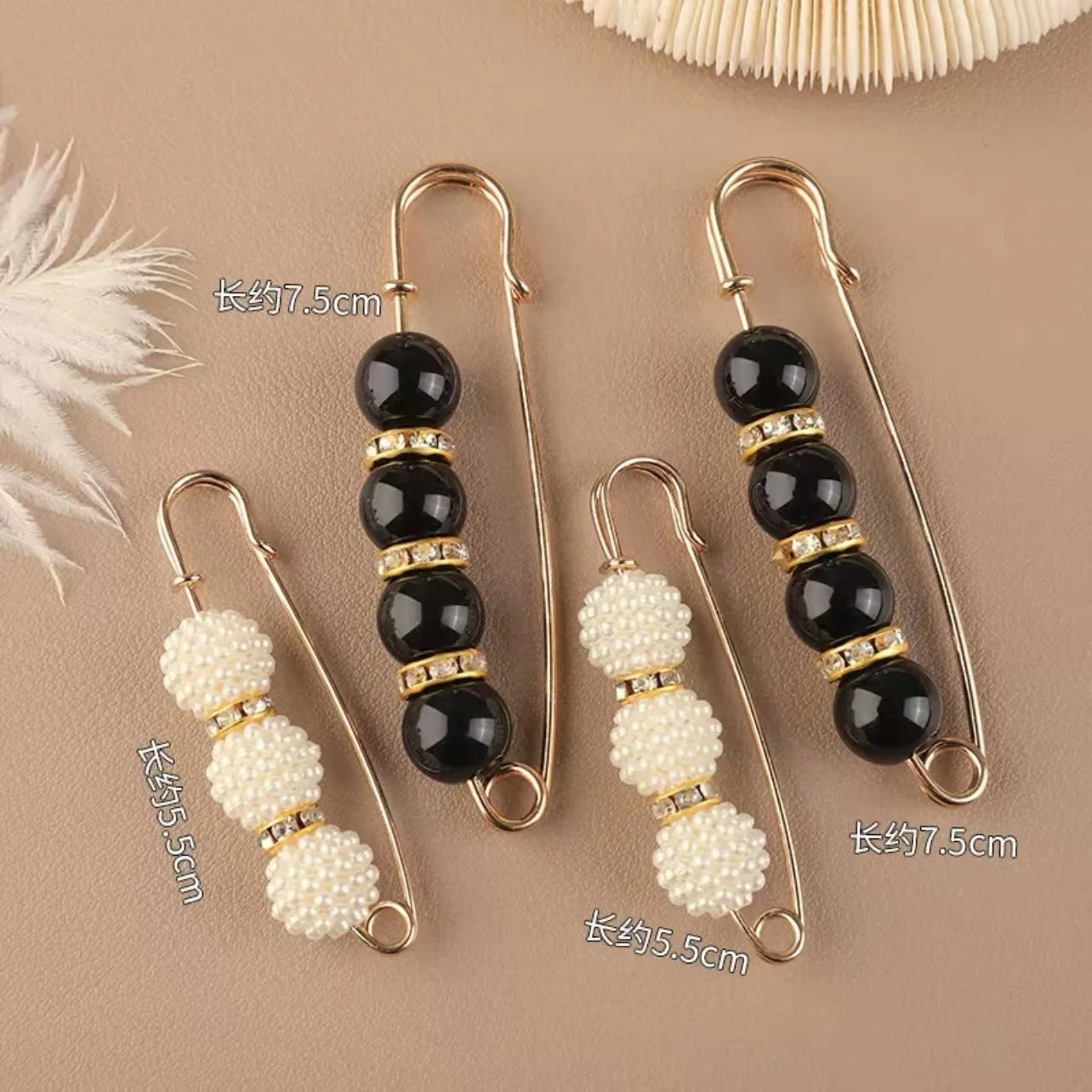 4/1PCS Heavy Duty Safety Pins Pearl Embellishment Brooch Pin Decorative Sweater Clips Safety Pins for Brooches Decorative Crafts
