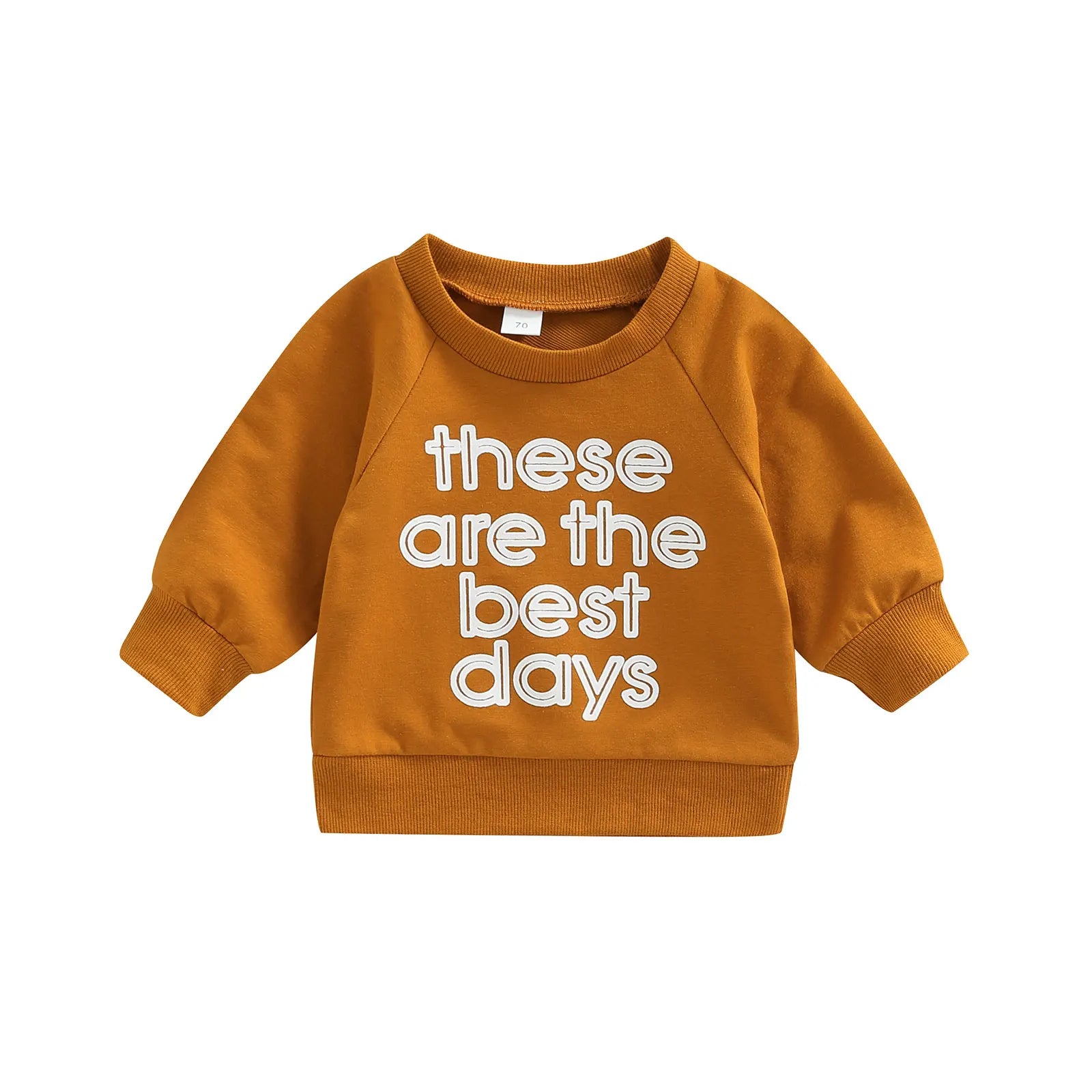 Baby Long Sleeve Letter Print Sweatshirt | Soft Cotton Blend Pullover for Girls alternate view
