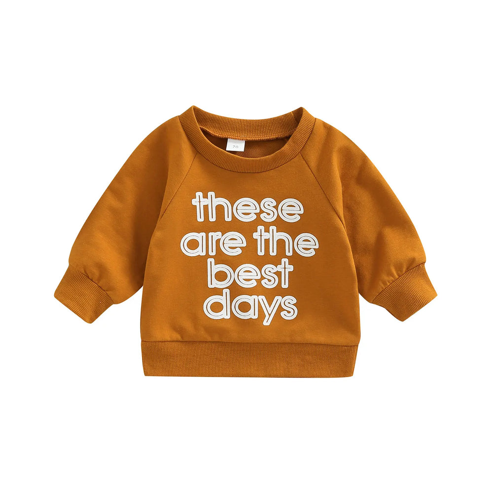 Baby Long Sleeve Letter Print Sweatshirt | Soft Cotton Blend Pullover for Girls alternate view