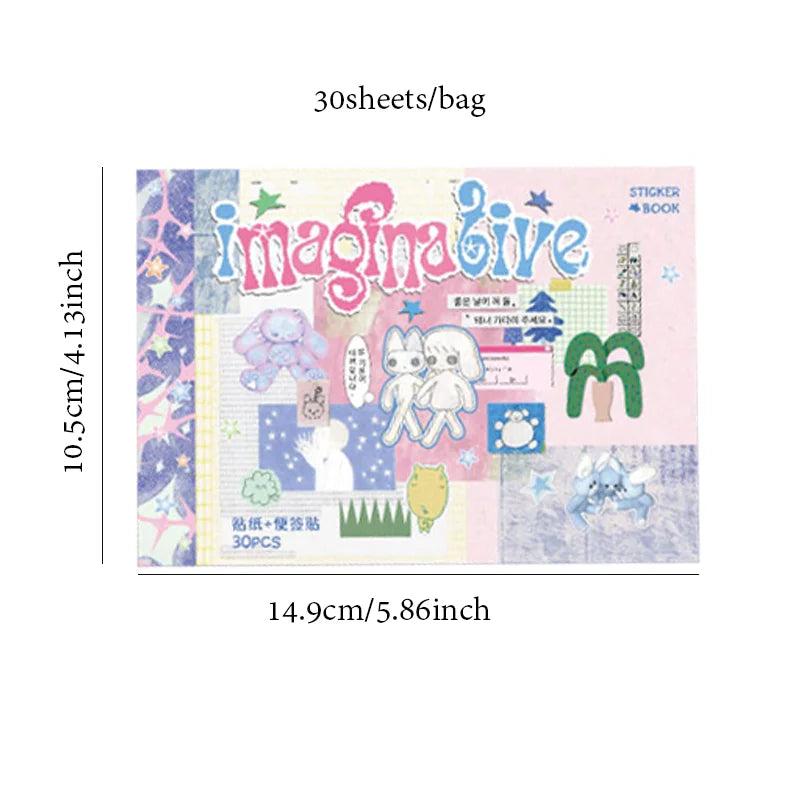 Mr. Paper Duplex Sticker Book 30 Sheets | Korean Cute Style Creative Handbook Mater additional angle