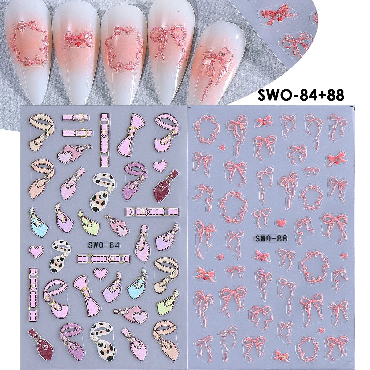 2pcs Sweet Element Nail Art Stickers Simple Flower Heart Cherry Strawberry Kawaii Dec lifestyle view