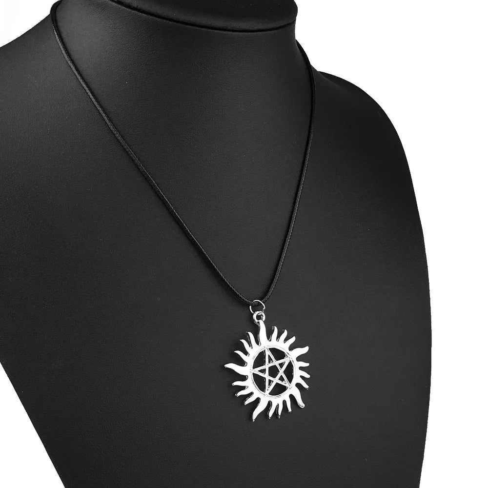 Supernatural Pentagram Star Pendant Necklace for Women Men Black Fashion Choker Wicca alternate view
