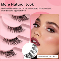 Clear Band Half False Eyelashes Natural Wispy Faux Mink Lashes Lightweight Reusable Comf detail view