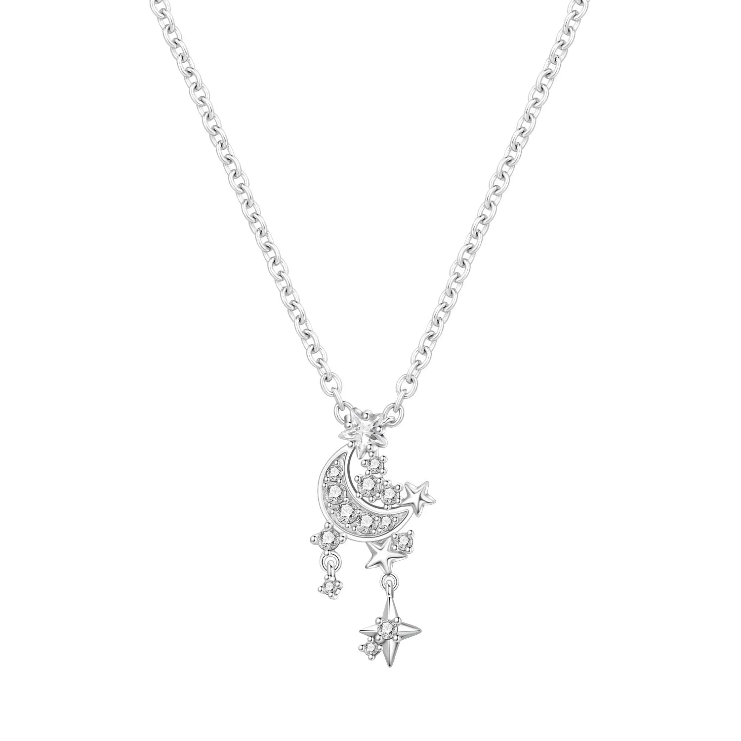 Romantic Pink Crown Heart Pendant Necklace Genuine 925 Sterling Silver Elegant Fine Jewe detail view