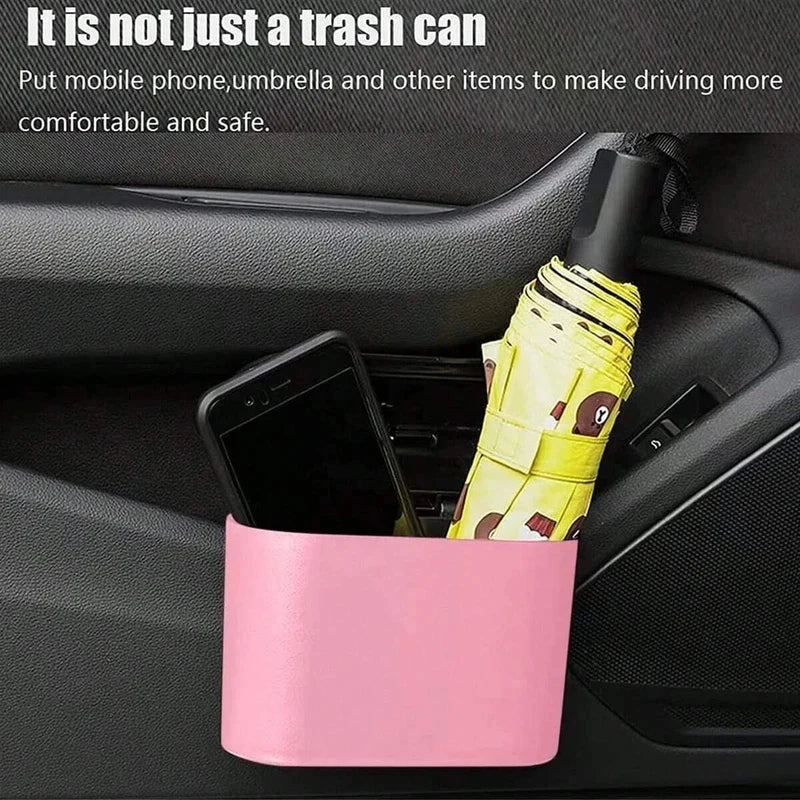 Car Trash Can with Lid - 4 Rolls of Garbage Bag, Leak-Proof, Portable Hanging Trash C alternate view