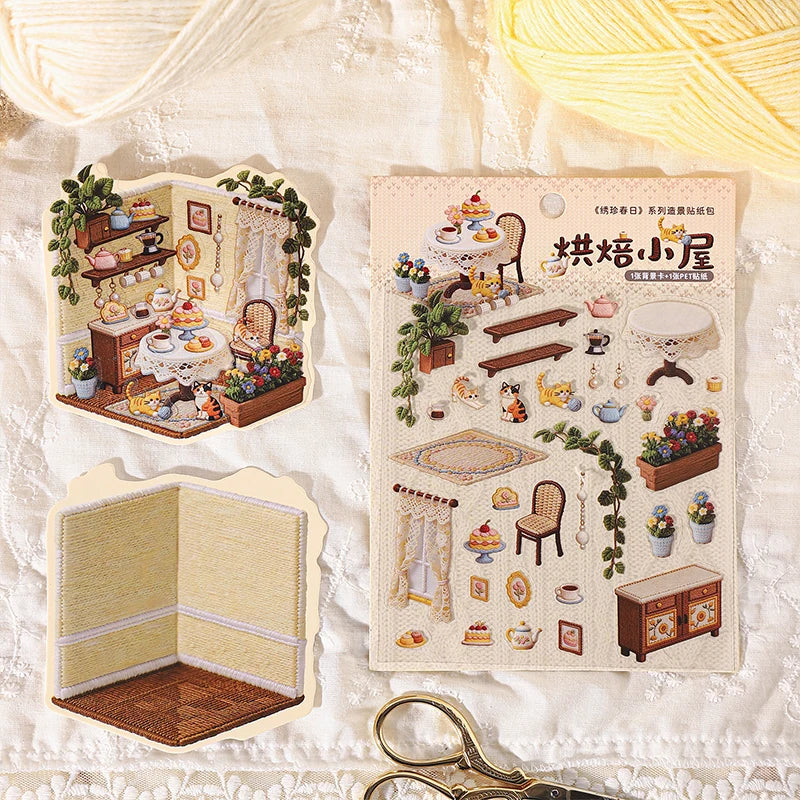 Journal GO Creative 3D Scenes Cartoon Landscape Stickers Spring diy Sticker for Gift C close-up view