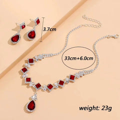 3-piece Women's Claw Chain Series Geometric Droplet Earrings Necklace Set Wedding Ban alternate view