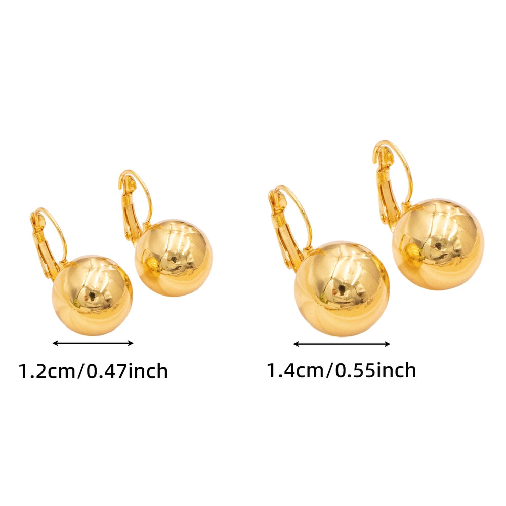 Round Ball Drop Earrings Hollow Stainless Steel Hoop Earrings Smooth Metal Ears Pierc alternate view