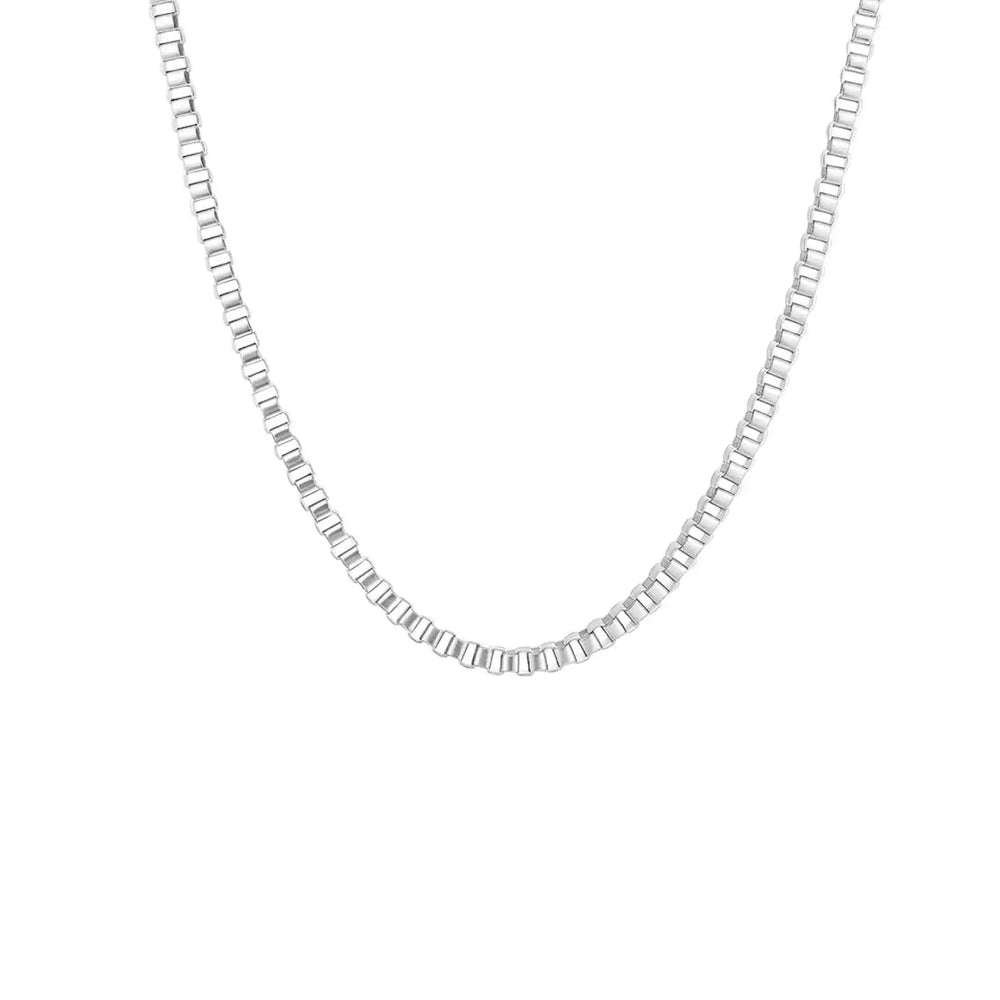 Stainless Steel Box Chain Necklace for Women | Hip Hop Fashion Jewelry Gift additional angle