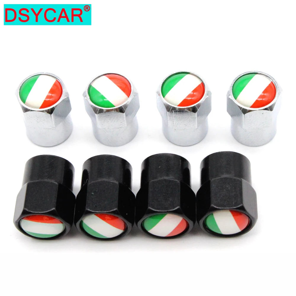 Italy Flag Tire Valve Caps 4 Pcs Aluminium Alloy Copper