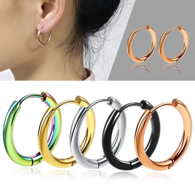 10/20Pcs Minimalist 316L Stainless Steel Small Hoop Earrings For Women Man Classic Rou close-up view