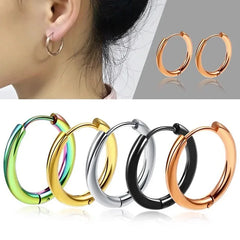 10/20Pcs Minimalist 316L Stainless Steel Small Hoop Earrings For Women Man Classic Rou close-up view