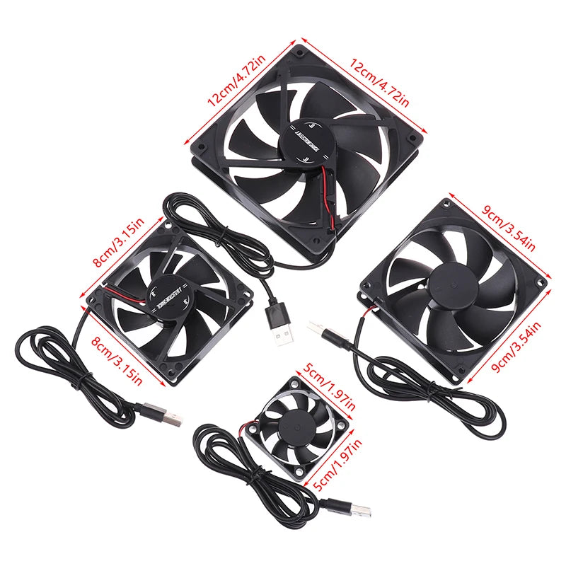 5V Brushless Cooling Fan USB Router Fan Computer Case TV Box Cooling Case 50mm 80mm 90mm 120mm PC DIY Cooler Desktop Fan