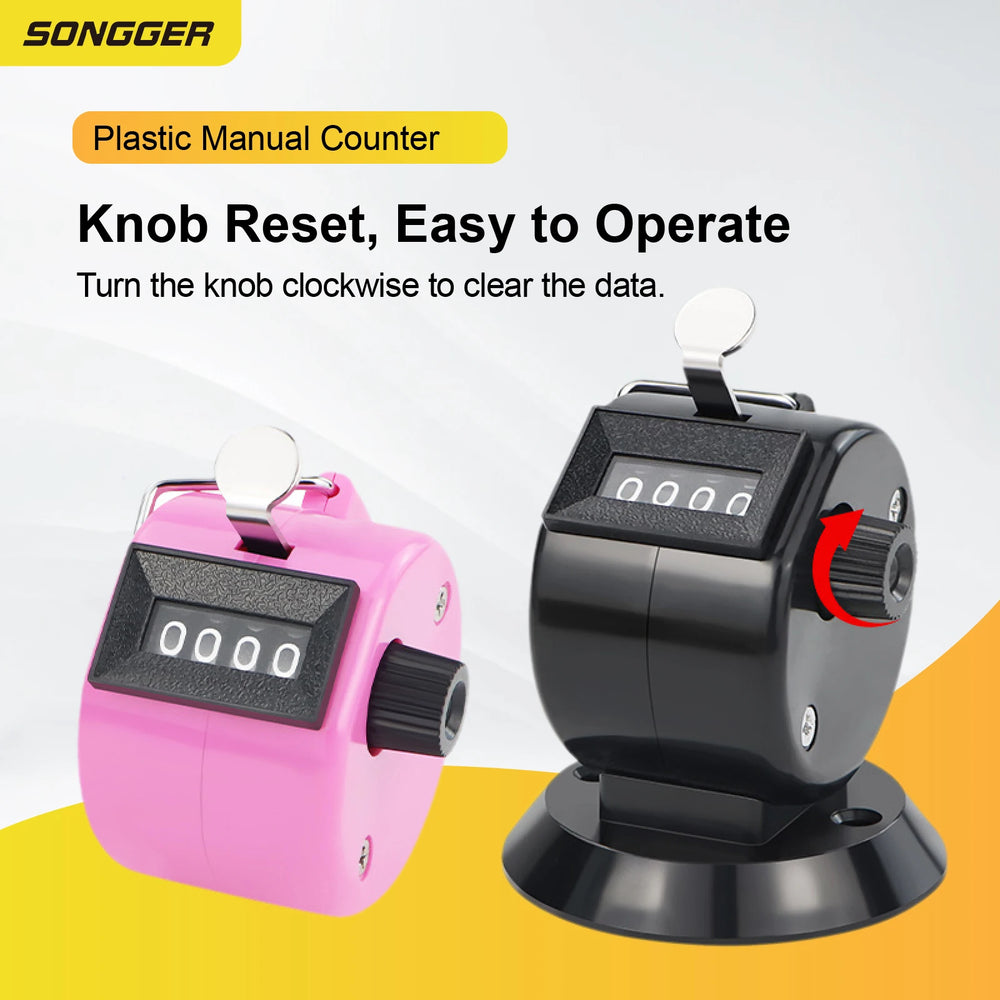 Manual Counter Mechanical Tally Handheld Rotary Clicker Counter | Resettable People C alternate view