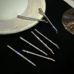 3pcs Shiny Hairpins Fine Rhinestone Particles Gold Color Thin Hairpins Woman's Hair Accessories