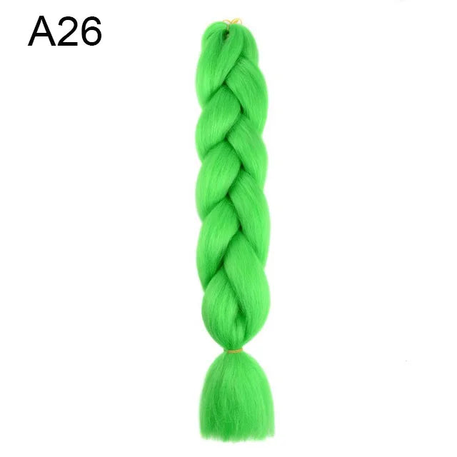 24Inch Synthetic Yaki Braids Hair Ombre Braiding Hair Jumbo Braid DIY Green Hair Exten close-up view