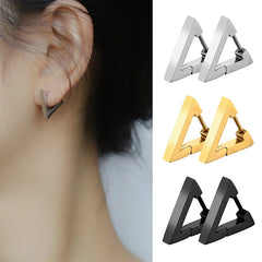 1 Pair Stainless Steel Geometric Triangle Unisex Punk Rock Earrings Women Men Piercin alternate view