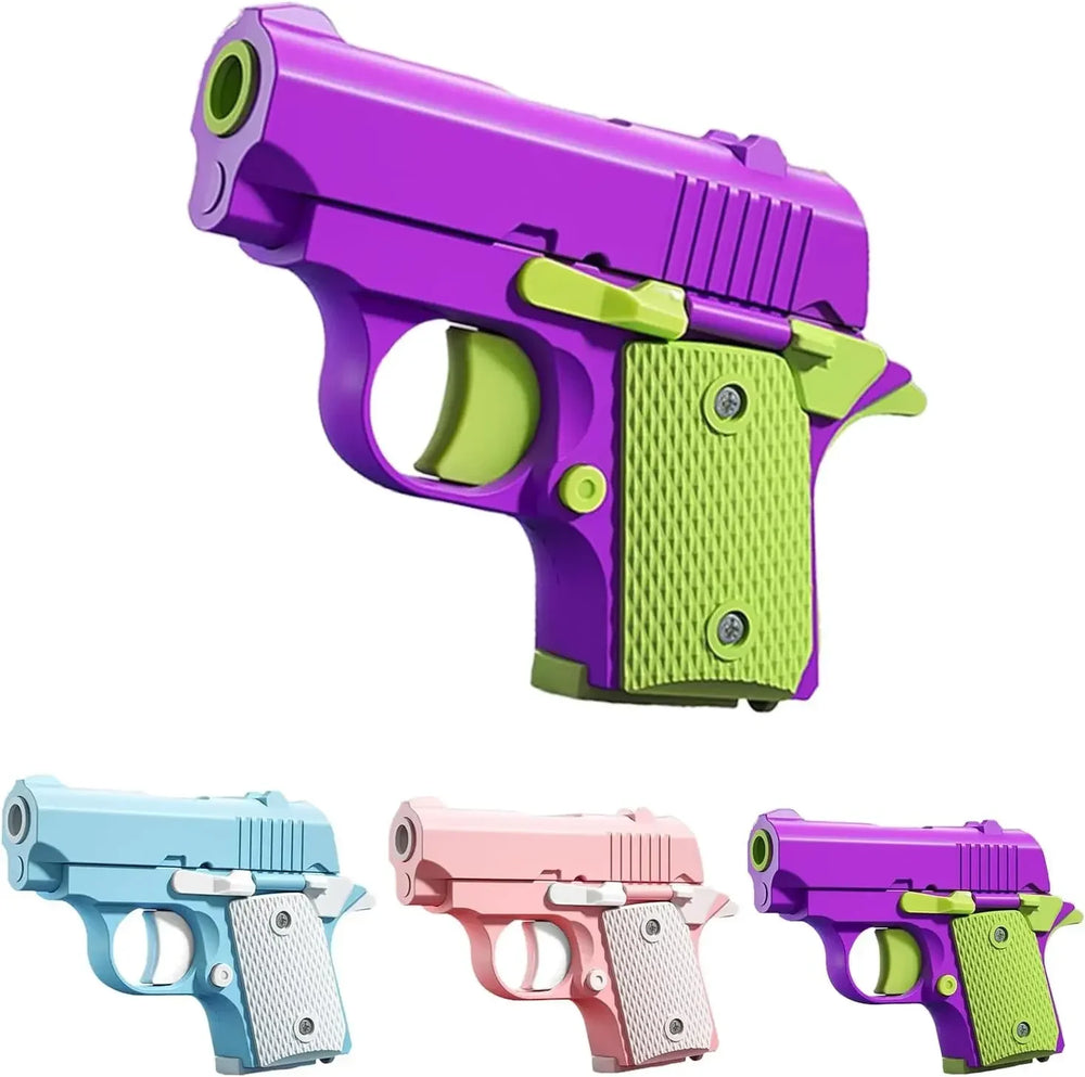Stress Relief Pistol Toy | Mini Manual Burst Fidget Gun close-up view