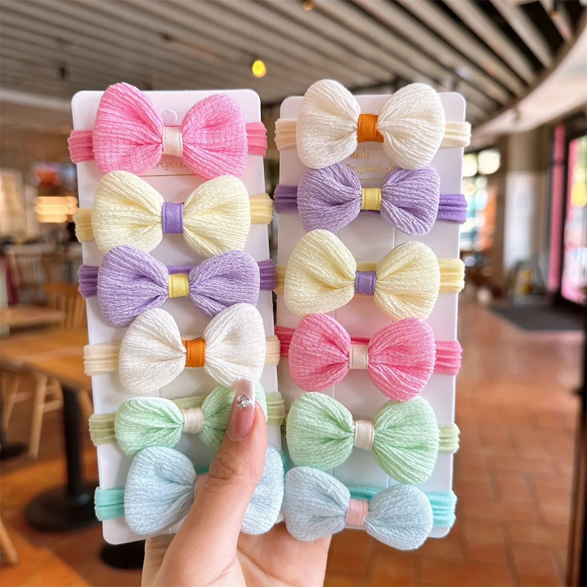 6/12PCS New Cut Hair Ties Princess Sweet Flower Bow Girls Women Elastic Hair Bands additional angle