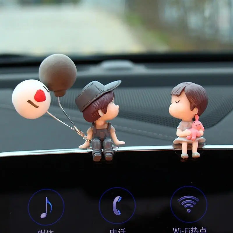 Cute Cartoon Couples Car Ornament Romantic Figurines Gifts lifestyle view