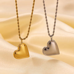 316L Stainless Steel Heart Necklace with Delicate Chain | Hypoallergenic Jewelry Gift close-up view