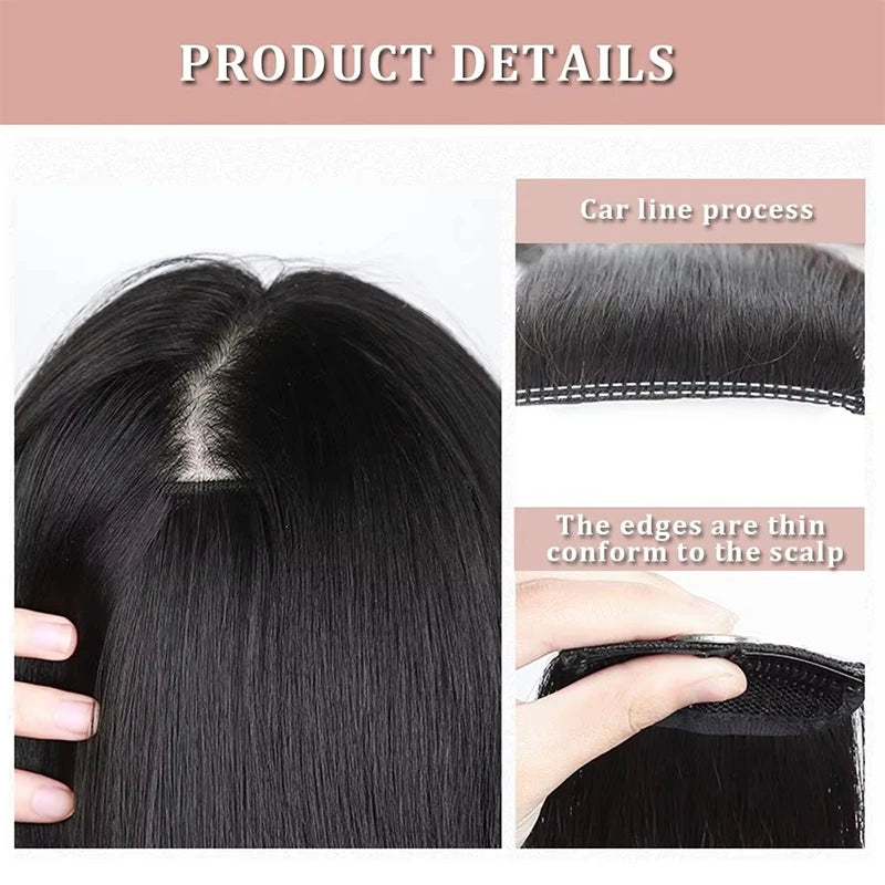 2pcs Clip In Hairpiece | Seamless Synthetic Hair Pad for Women close-up view