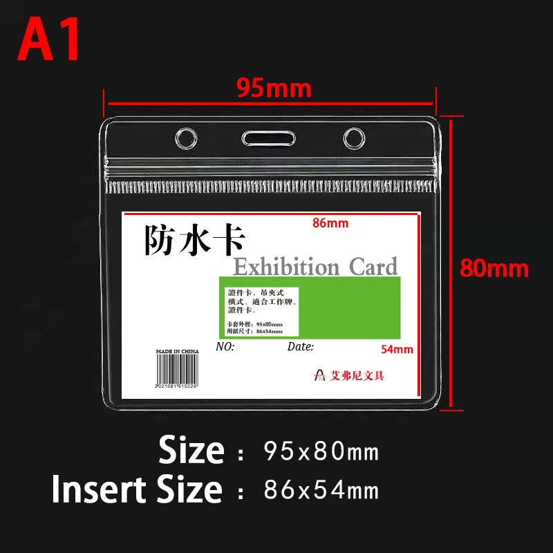 10pcs Waterproof Vertical/horizon Transparent PVC Plastic Work Zipper Badges ID Card H close-up view