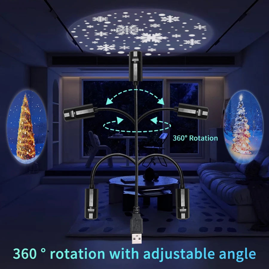 USB Projection Lamp with Switchable Patterns | LED Night Light for Christmas, Hallowe alternate view