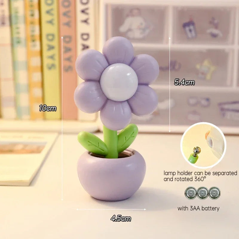Mini LED Flower Night Light | Cute Table Lamp for Kids Bedroom detail view
