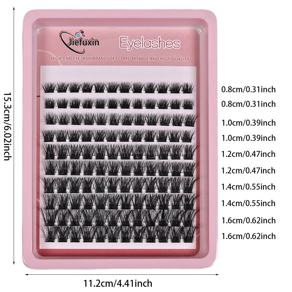 120pcs Lash Clusters Wispy Individual Eyelashes 8-16mm D Curl Fluffy Cluster Lashes Na close-up view