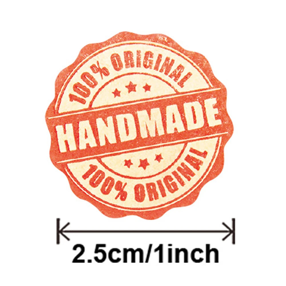 1inch Handmade Kraft Stickers for Gift Packaging | Small Business Thank You Labels alternate view
