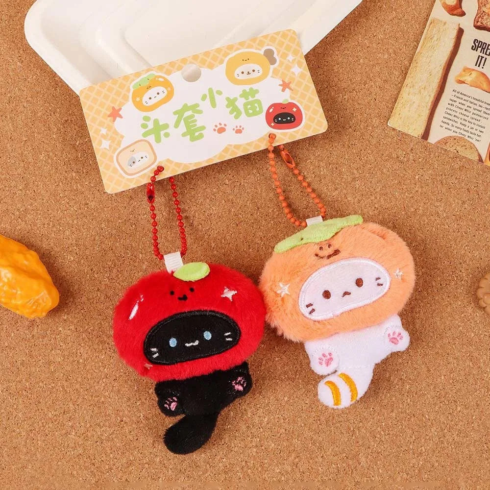 Multicolor Plush Cat Keychain Pendant Cartoon Kitten Keyring alternate view