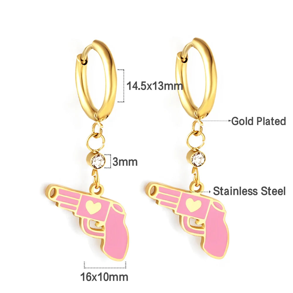 LUXUSTEEL Golden Animal style Women's Hoop Earrings Stainless Steel Earring Panda Din lifestyle view