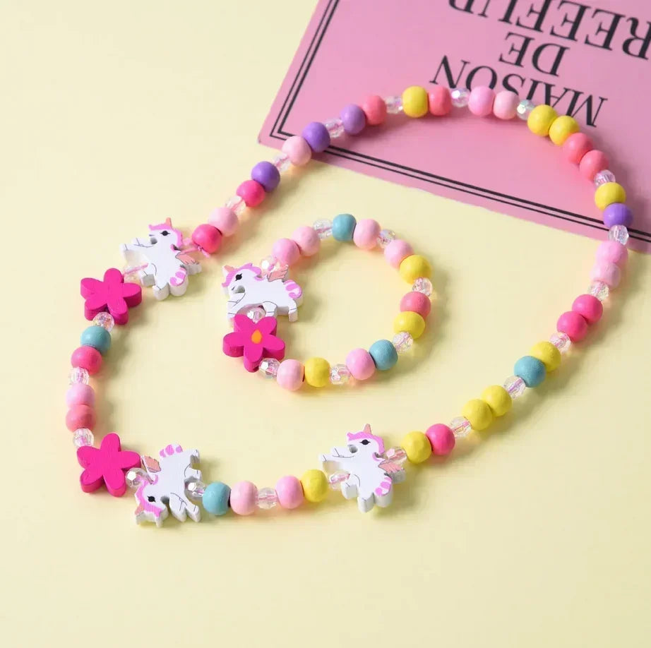Girl Beads Toys Necklace and Bracelet Set for Girls | Unicorn Princess Jewelry Gift additional angle