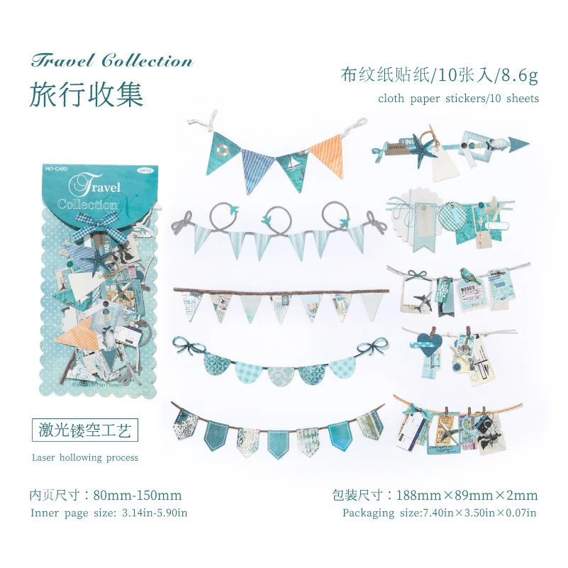 10 pcs/pack Handmade Party Series Vintage Festival Hollow Landscape Material Collage lifestyle view
