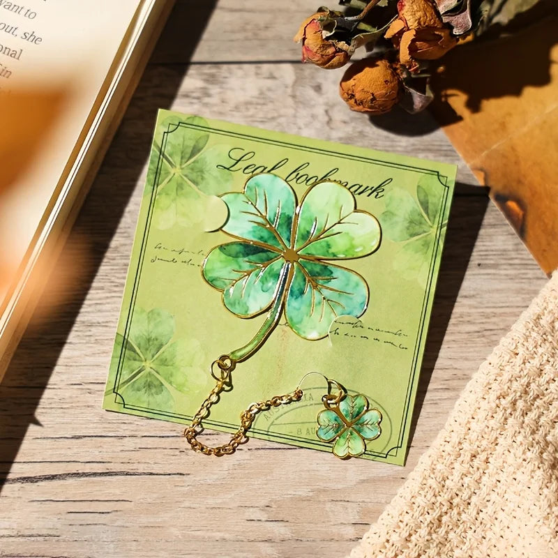 1 Pcs Vintage Leaf Bookmark With Metal Pendant Reading Accessory Gift for Book Lovers alternate view