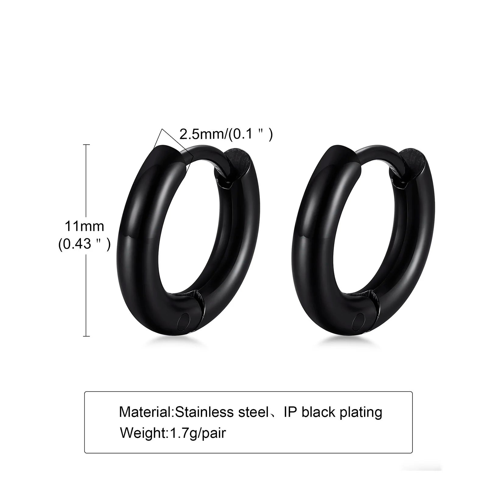 Classic Stainless Steel Hoop Earring for Men Boys | Anti Allergy Metal Huggies Earrin alternate view