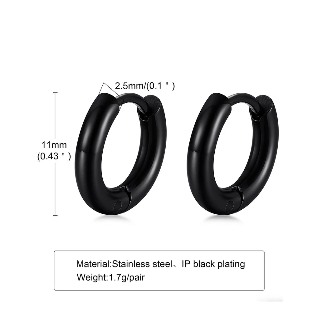 Classic Stainless Steel Hoop Earring for Men Boys | Anti Allergy Metal Huggies Earrin alternate view