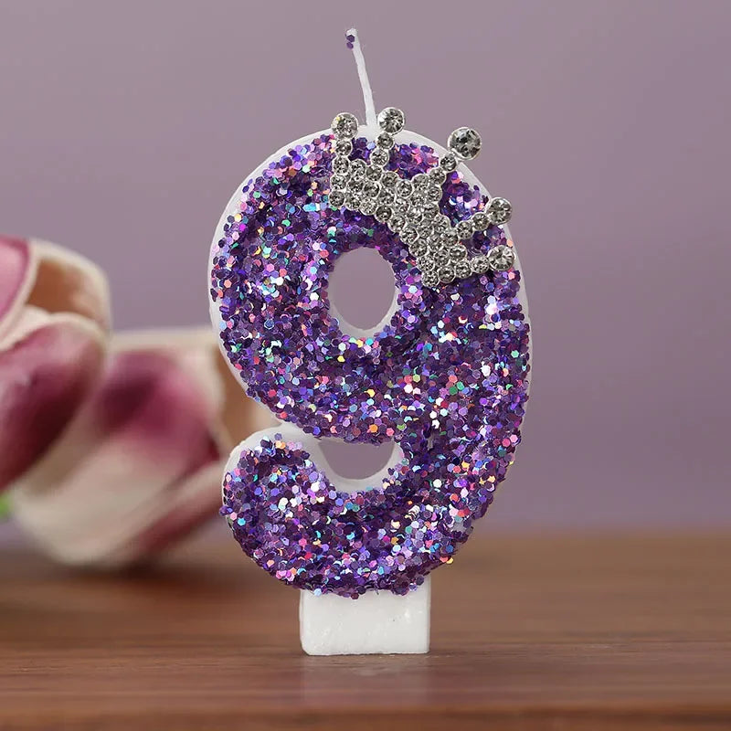 Purple Crown Birthday Candles Number 0 to close-up view