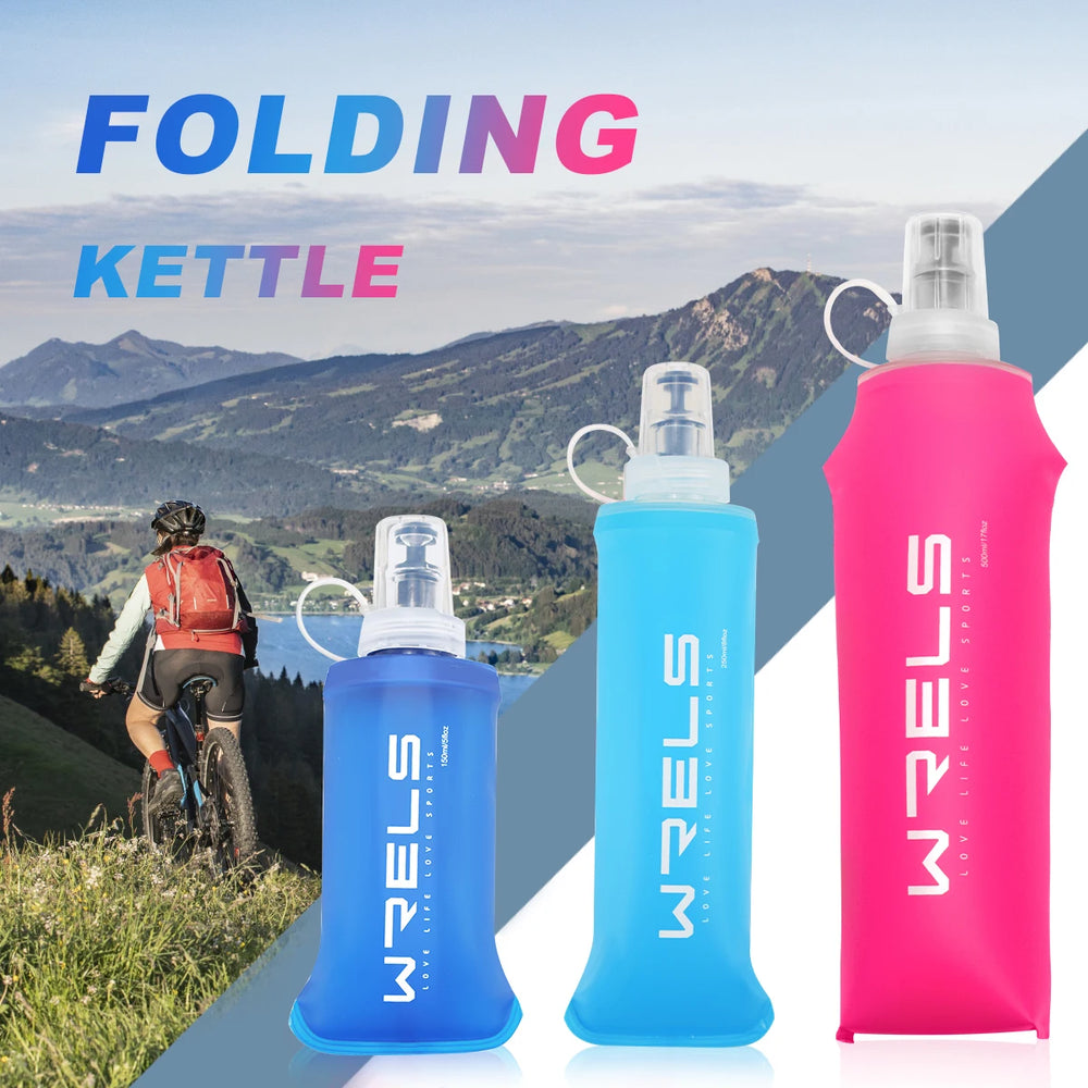 WRELS Camping Soft Water Bottle Drinking Sport Folding Bag Flask Outdoor Running Hydration Pack Wais