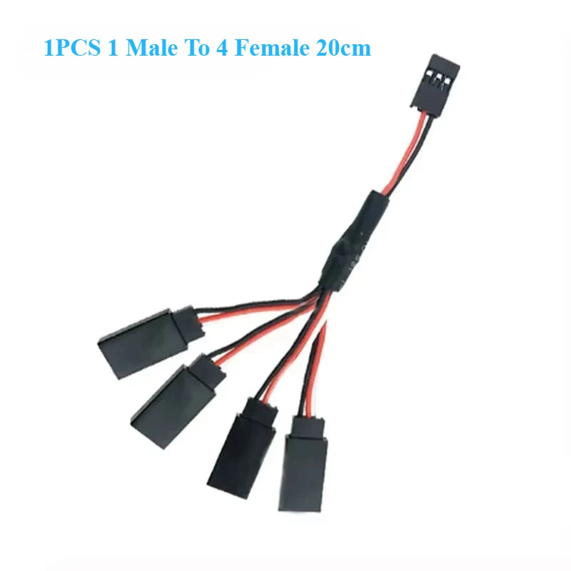 1PCS 20/30/50cm 1to1/ 1to2/ 1to3/ 1to4 RC Servo Extension Wire Cable Futaba 3 Pin JR P close-up view