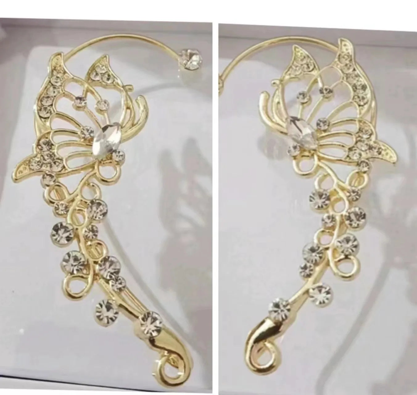 Sparkling Crystal Elf Butterfly Ear Cuff Without Piercing Clip Earrings Elegant Ear C alternate view