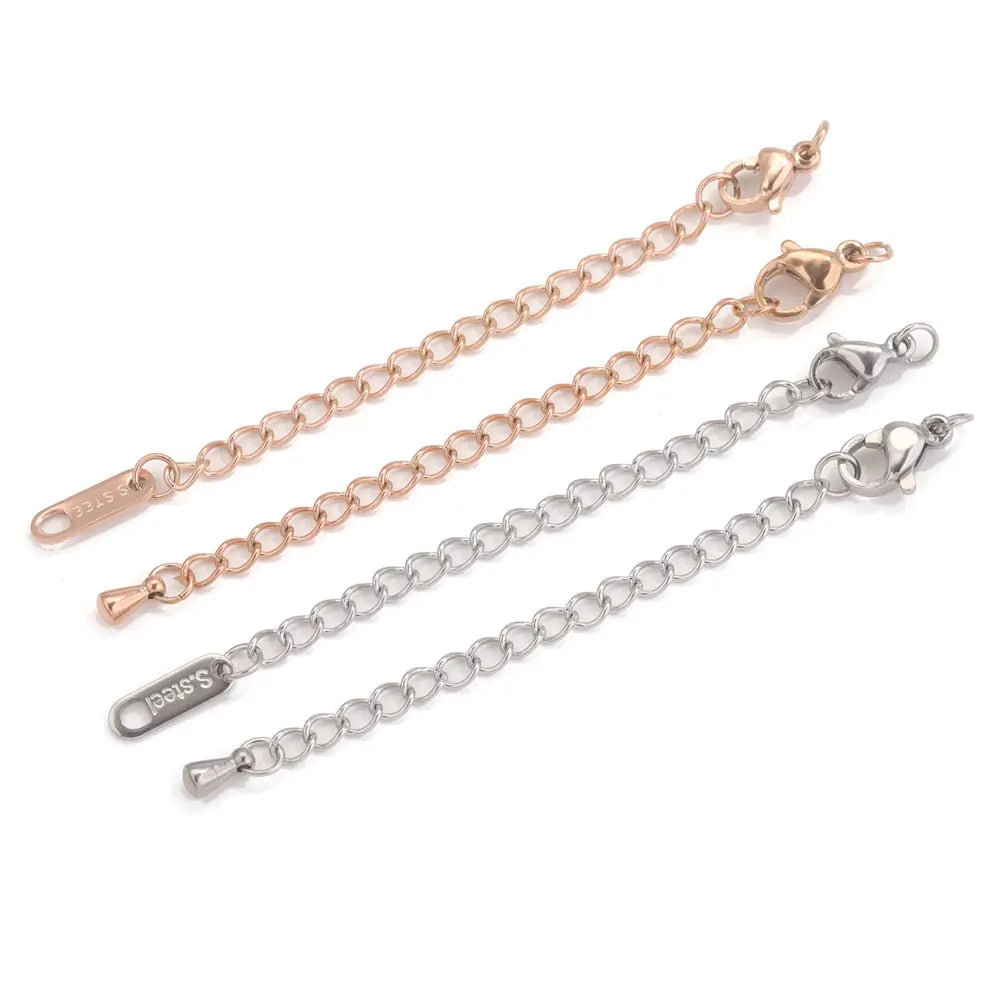 10pcs Stainless Steel Extension Extended Tail Chains With Lobster Clasps For Bracel additional angle